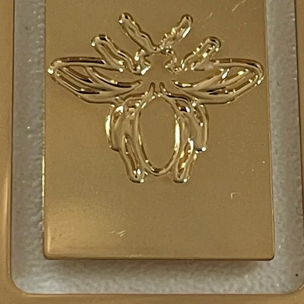 Christian Dior Gold Clip/Bookmark with Bee Design & Dior White w/ Gold Bag! New.